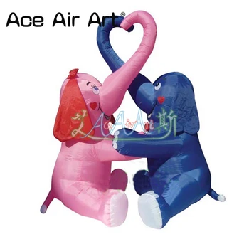 

fashion trend Inflatable Valentine's Day two vivid elephant models, nose forming love for party/event or wedding decorations