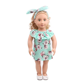 

Handmade doll color dress + headband 18-inch doll doll costume and accessories for Christmasc527