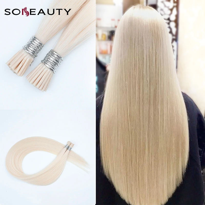 Sobeauty 50 шт./упак. remy волосы I Tip Наращивание волос Fusion Кератин блонд волосы человеческие волосы для наращивания европейские шелковистые прямые волосы