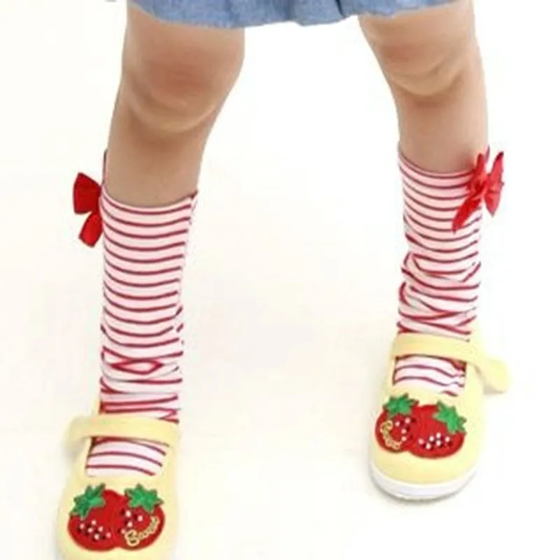 Носки для девочек; милые детские носки принцессы до колена с бантиками; длинные носки без пятки; Детские гетры; милые носки для девочек