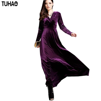 

Velvet Dress 2019 Autumn Winter Evening Party Dresses 5 color Women Vintage Sexy Long Maxi Dresses Vestidos female clothing JF40