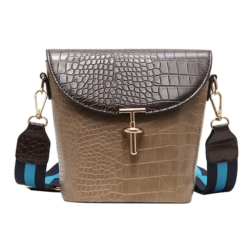 

Chic handbag Women 2019 New style crocodile Wideband single shoulder bag individual bucket bag#0078