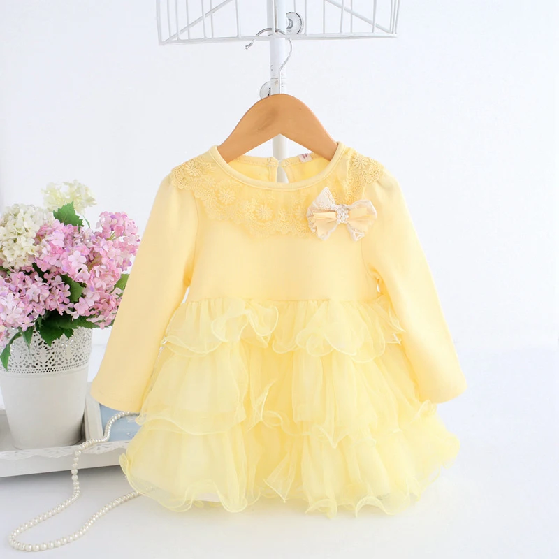 Baby Dress Yellow Newborn Girls Dresses Princess Girl Tulle Lace Ball