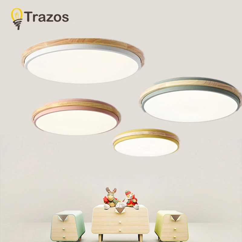 

TRAZOS Nordic LED Wooden Ceiling Lights In Round Shape lamparas de techo For Bedroom Balcony Corridor Kitchen Lighting Fixtures