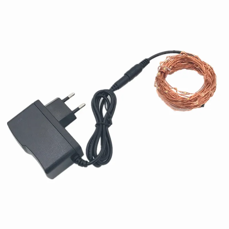 

DC 12V adapter + 33FT 10M 100 leds Christmas Holiday Wedding patio Decor LED Copper Wire String Fairy Lights Lamps waterproof
