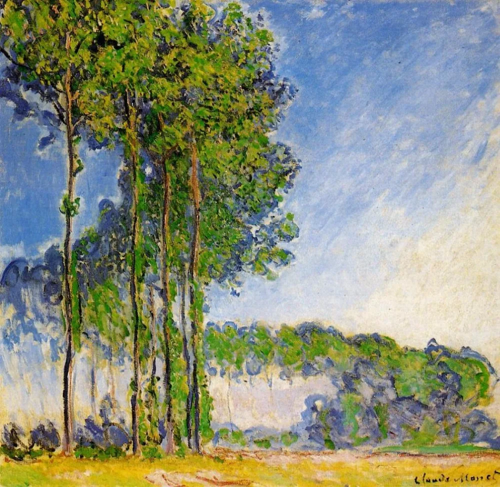 

100% handmade landscape oil painting reproduction on linen canvas,poplars-view-from-the-marsh-1892 by claude monet