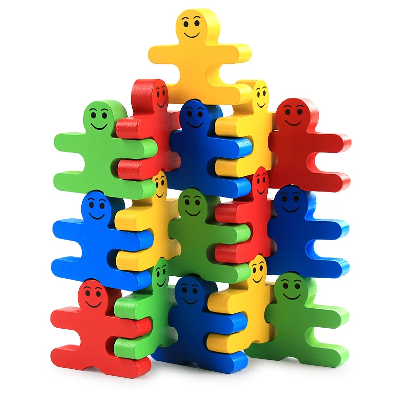 Фото Сбалансированные Деревянные блоки, игрушки для детей, для мальчиков, Монтессори, Обучающие деревянные игрушки для малышей, балансирующие блоки, игра №2