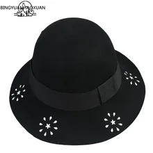 BINGYUANHAOXUAN 2017 Brand Men Hat with Women’s Ribbon Vintage Hat Caps Fedora Warm Warm Jazz Hat Chapeau Femme feutre