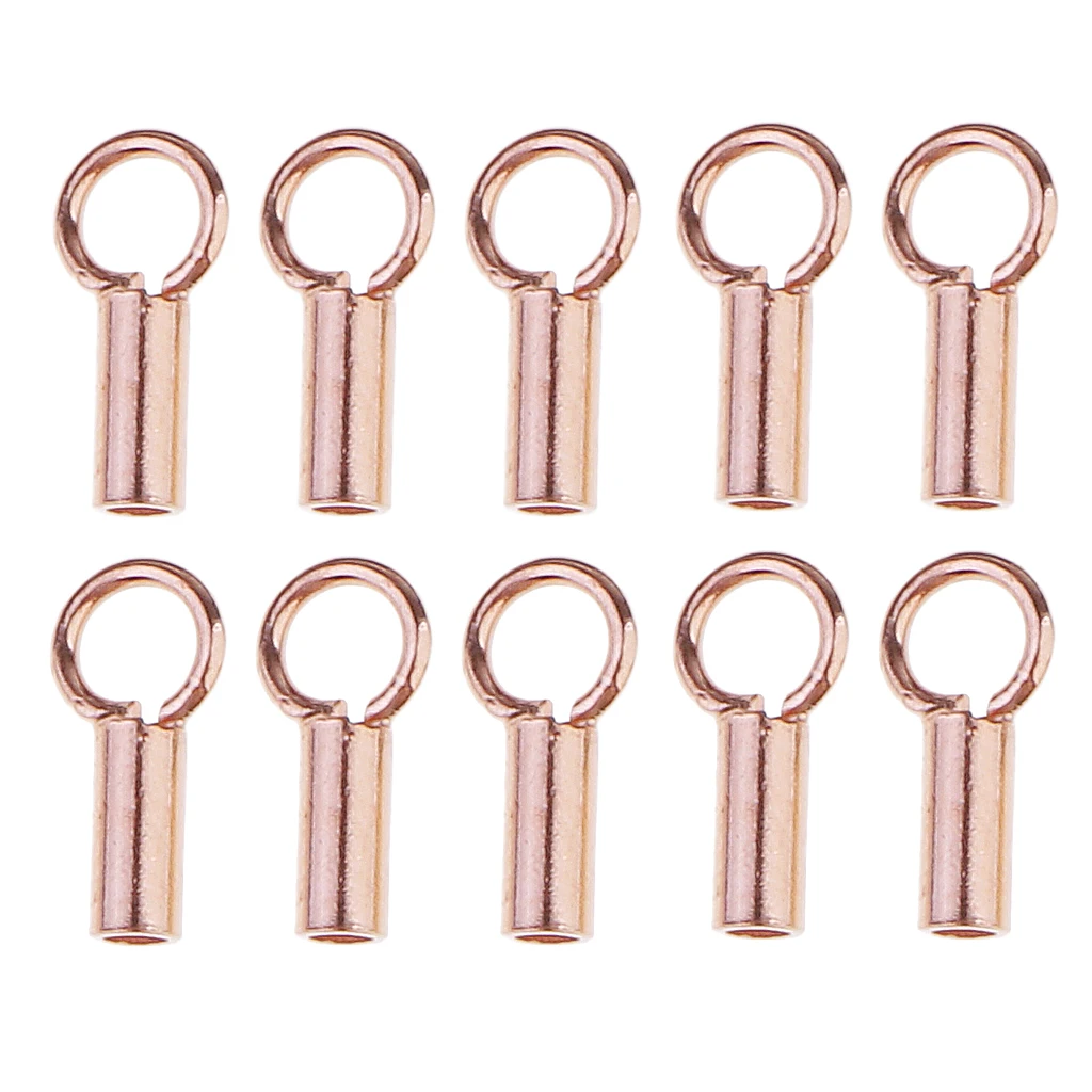 10pcs 925 Sterling Tube Crimp Beads Stopper Beading Cord End Beads Jewelry Making Findings
