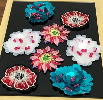 

flower rhinestones bead brooch patches applique vintage crystal fabric sew on patch fashion clothing bags decoration patch
