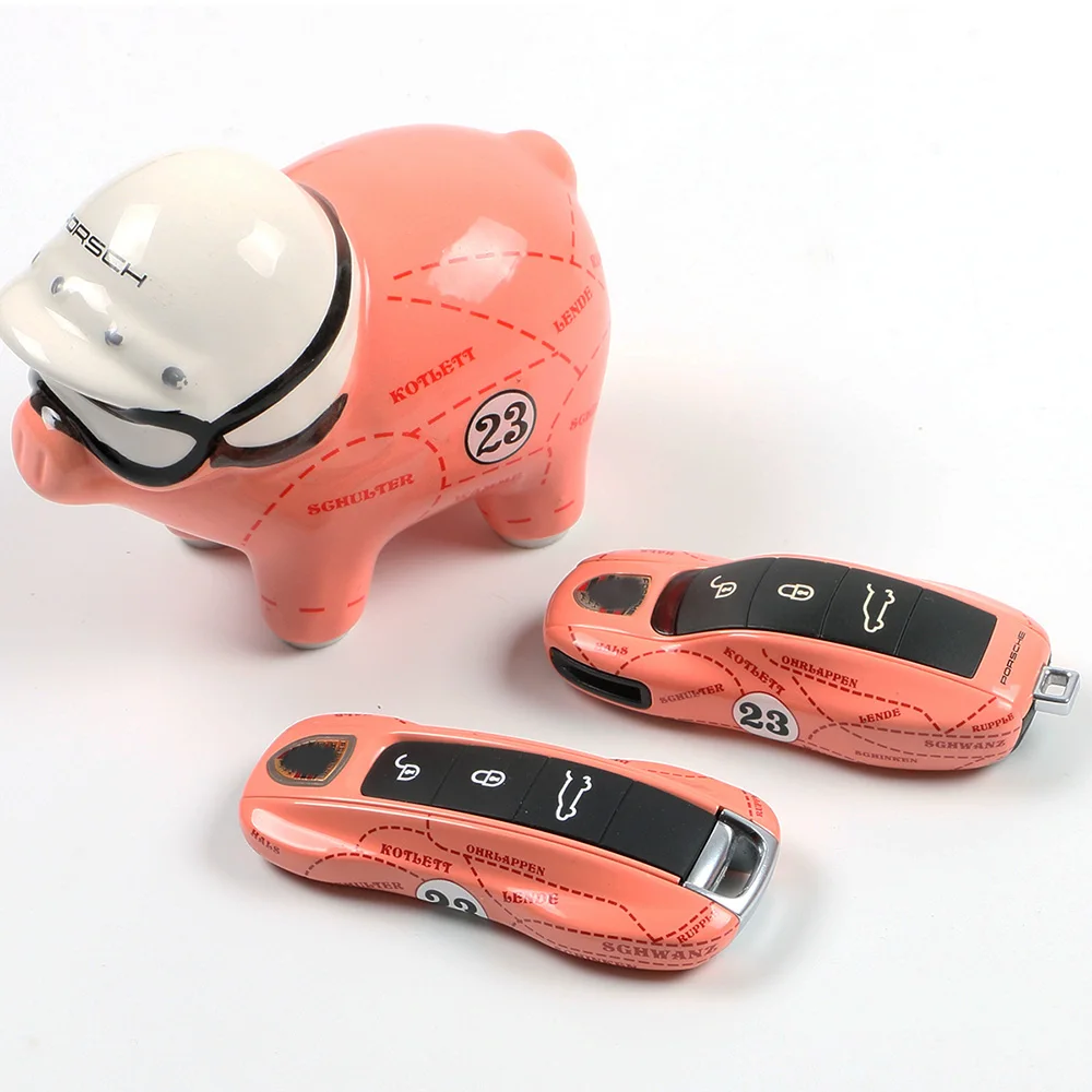 

Remote Key Case Key for Porsche Boxster Cayman 911 Panamera Cayenne Macan Cover Modified Key Shell Pink pig series