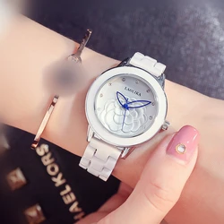 Señoras de la Tendencia de Cerámica Patrón de Pétalos de Oro Puntero Relojes de Pulsera para las Mujeres Pulsera de Cierre de Moda Y Amp; Reloj de Cuarzo de Regalo Casual Señoras de la Tendencia de Cerámica Patrón de Pétalos de Oro Puntero Relojes de Pulsera para las Mujeres Pulsera de Cierre de Moda Y Amp; Reloj de Cuarzo de Regalo Casual