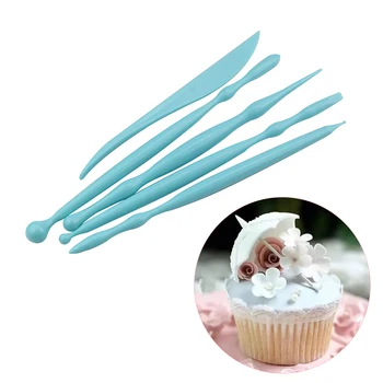 

5pcs/set Fondant Decorating Flower Modelling Craft Clays Tool Sugarpaste Biscuit Cookie Cutter Engraved Pen