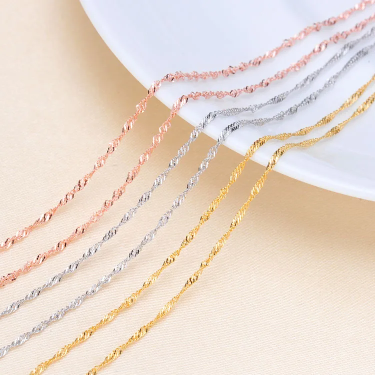 3 Color 925 Sterling Silver Pearl Necklace Chain Mountings Necklace