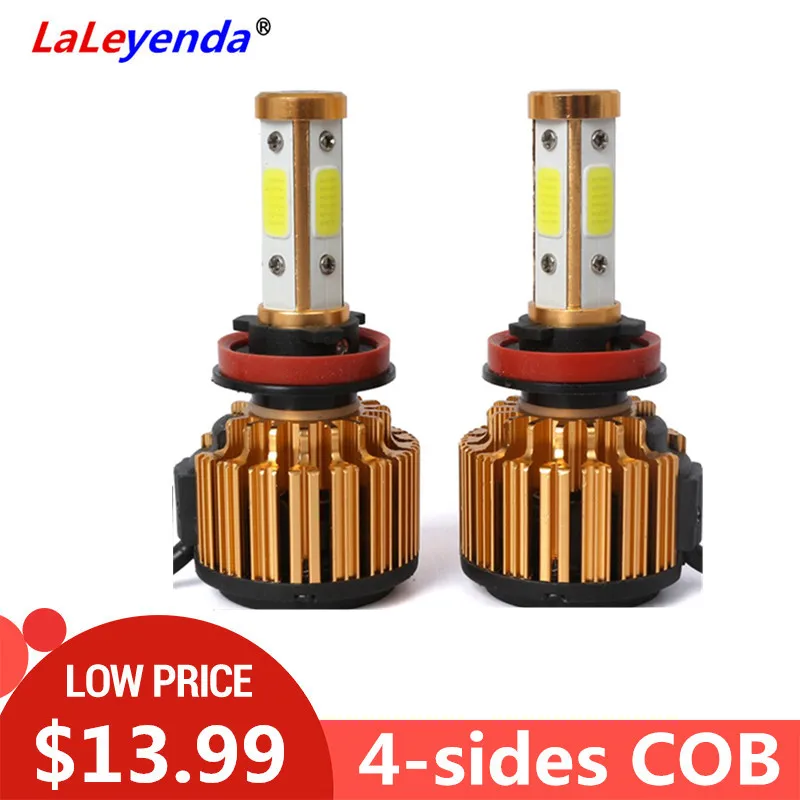 

LaLeyenda LED bulb 9005/HB3 H8/H11 100W 9007 H13 Headlight 4-side COB 12V led Lamp for Car 6000K Automobiles Fog Light NO CANBUS