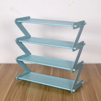 

Simple Stainless Steel Assembled Shoe Rack Save Space Slippers High Heels Home Dormitory Foldable Multi-Layer Storage Blue