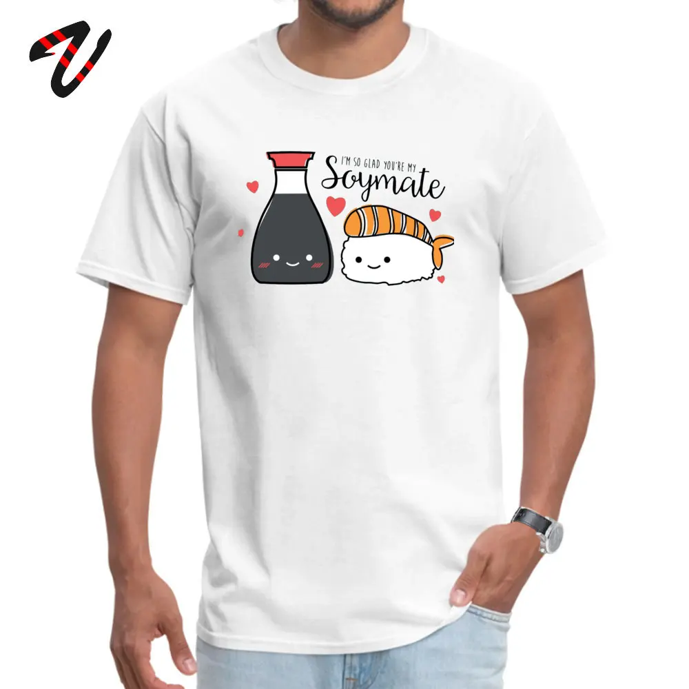 Group Printed T Shirts for Men 100% Cotton Summer/Autumn Tops Shirt Summer T-Shirt Short Sleeve Prevailing O-Neck Im So Glad Youre My SOYMATE -16825 white