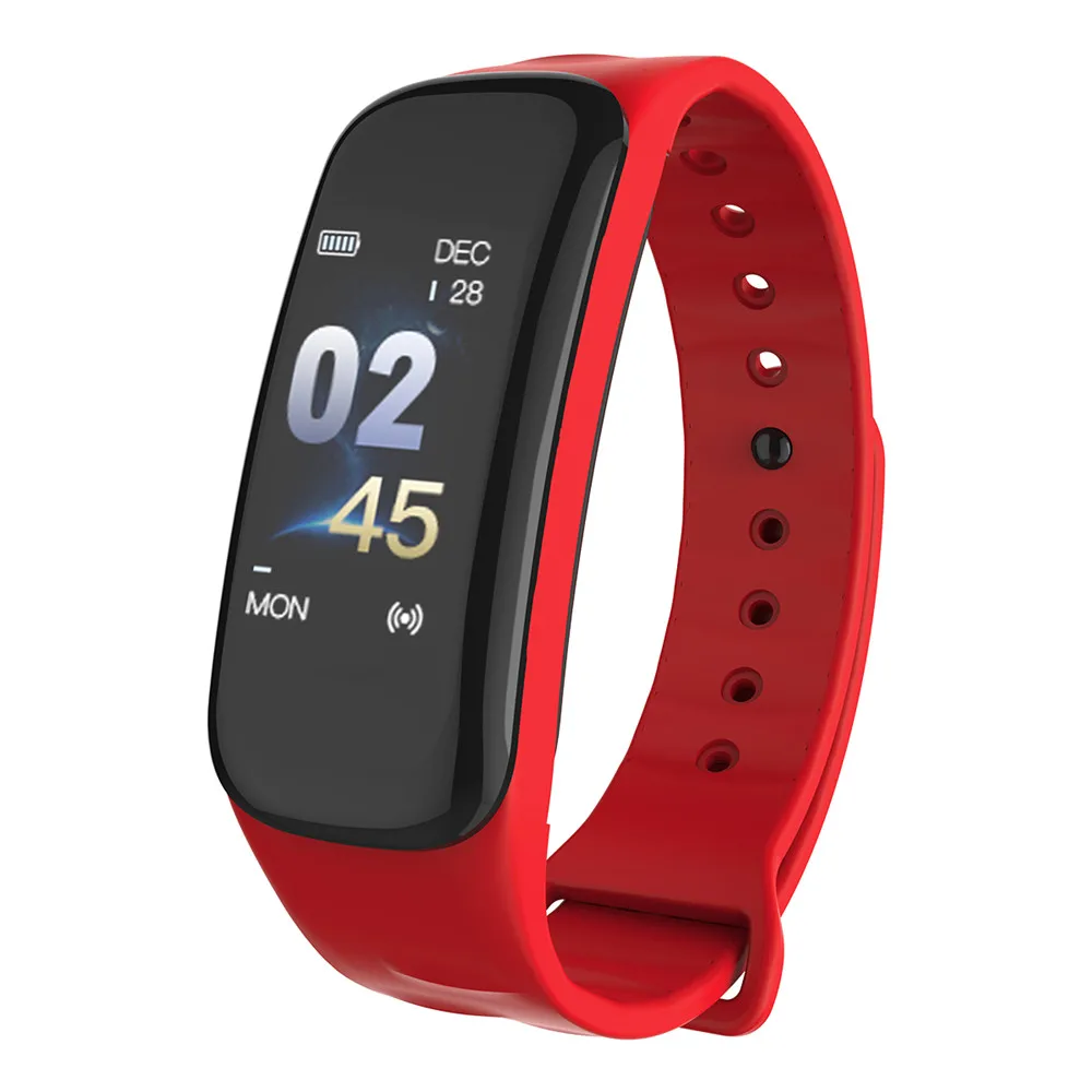 Fitness bracelet C1 Smart Band Fitness Tracker Waterproof Heart Rate Monitor Blood Pressure Smartband Bracelet Smart Wristband - Цвет: Красный