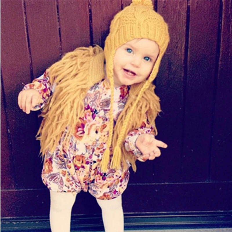 Baby Girls Tassel Faux Fur Vest Coat Children Knitted Cardigan Jacket 2016 Autumn Winter Fringed Waistcoat for 1-5Y Kids Clothes