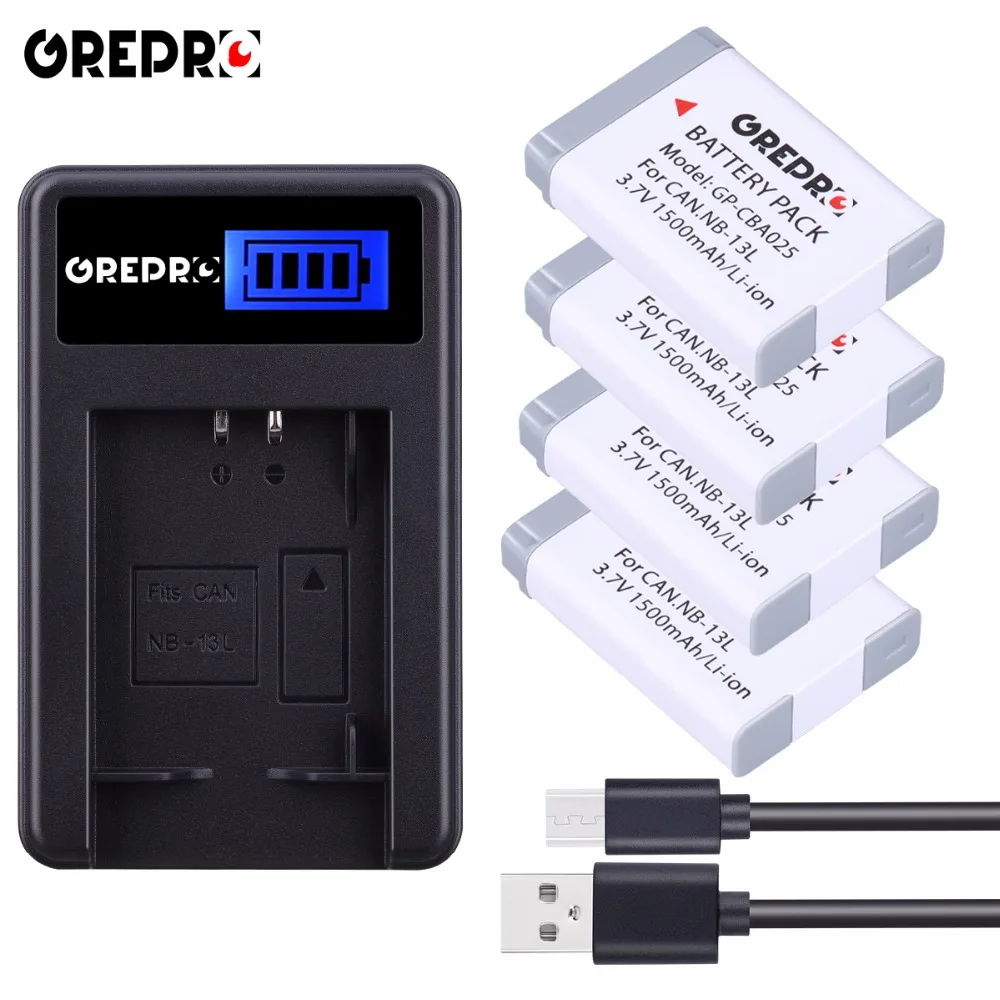 

4pcs 1500mAh Battery NB-13L NB 13L+LCD Charger for Camera Canon PowerShot G5 X G5X G7 X G7X G7 X Mark II G9 X G9X SX720 Bateria