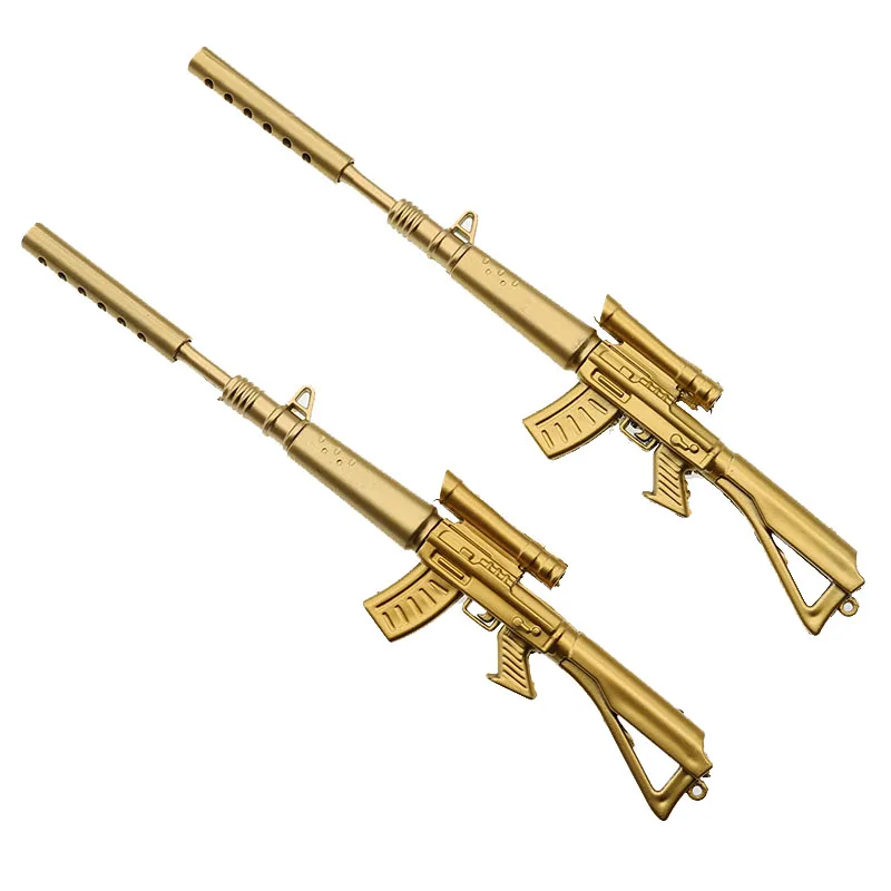 

3pcs/Bag, Creative Plastic Gold Rifle Modeling Gel Pen 0.5mm Black Ink Student School Supplies Gift Stationery Signature