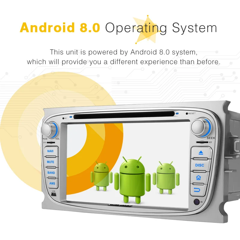 Flash Deal Pumpkin2 Din 7"Android 8.0 Car DVD Player GPS Navigation Qcta-Core 4G RAM Car Stereo For Ford Focus/Mondeo Wifi 4G OBD2 Headunit 1