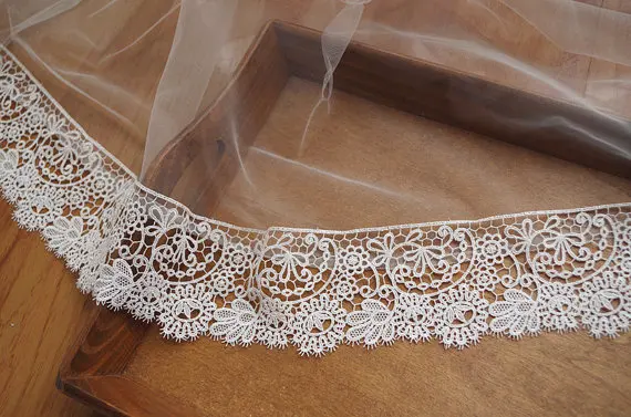 

ivory lace trim, venise lace trim, crochet lace trim with retro floral 1 yard LT145VE