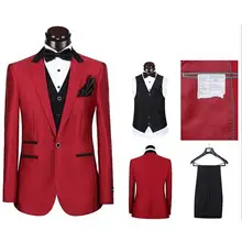 One Button Жених Смокинги для женихов Пик нагрудные Best человек костюм большой красный дружки/жених свадьба/костюмы для выпускного(куртка+ Брюки для девочек+ галстук+ жилет