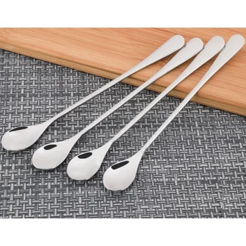

2Pcs/Lot Kitchen Stainless Steel Long Handle Coffee Spoon Mixing Spoons Ice Cream Dipper Sugar Tea Dessert Cocktail Soup Ladle
