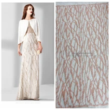 New pink/beige/green/red/off white high quality sequins on mesh embroidered wedding/evinging/show dress lace fabric 130cm 1yard