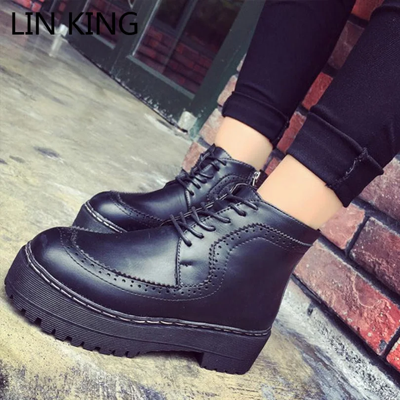 LIN REY Nueva Moda Mujer Botas de Charol con cordones de Punta Redonda  Suela Gruesa Plataforma Martin Botas de Invierno Cálido Botines|martin  boots|platform ankle bootsfashion women boots - AliExpress
