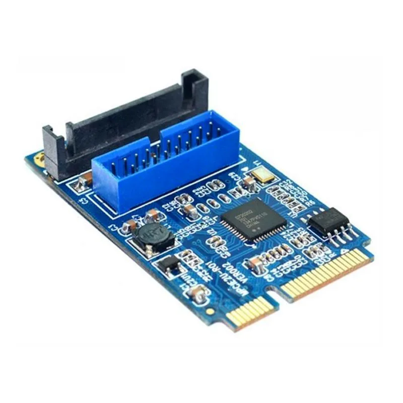 Материнская плата Mini PCI Express Dual USB 3,0 19-pin карты расширения адаптер PCI-E-устройство работающее от прикуривателя с 2 портами USB 3,0 SATA адаптер XXM