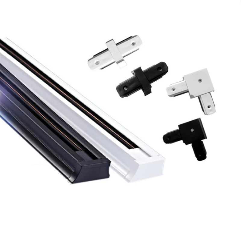 LED أضواء المسارات السكك الحديدية ل 2 خط ، 50 سنتيمتر الألومنيوم الأبيض والأسود الرصاص السكك الحديدية مع موصلات ، السقف/مصباح مركب بالحائط المس...