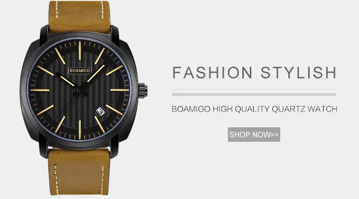 Роскошные Брендовые мужские спортивные часы BOAMIGO, креативные модные повседневные кварцевые наручные часы с кожаным ремешком, часы с автоматической датой, мужские часы
