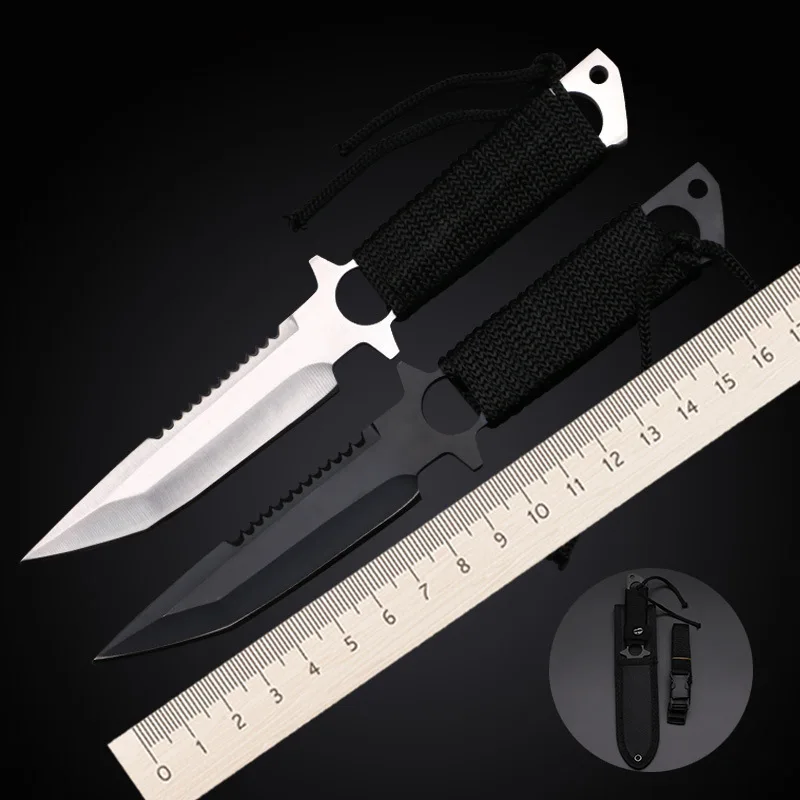 High quality tactical hunting knife stainless steel Blade Stainless Steel handle rescue fixed
