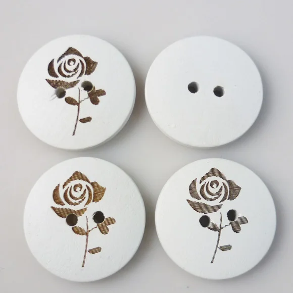 

40PCS 25MM flower painting wooden buttons coat boots sewing clothes accessories MCB-199