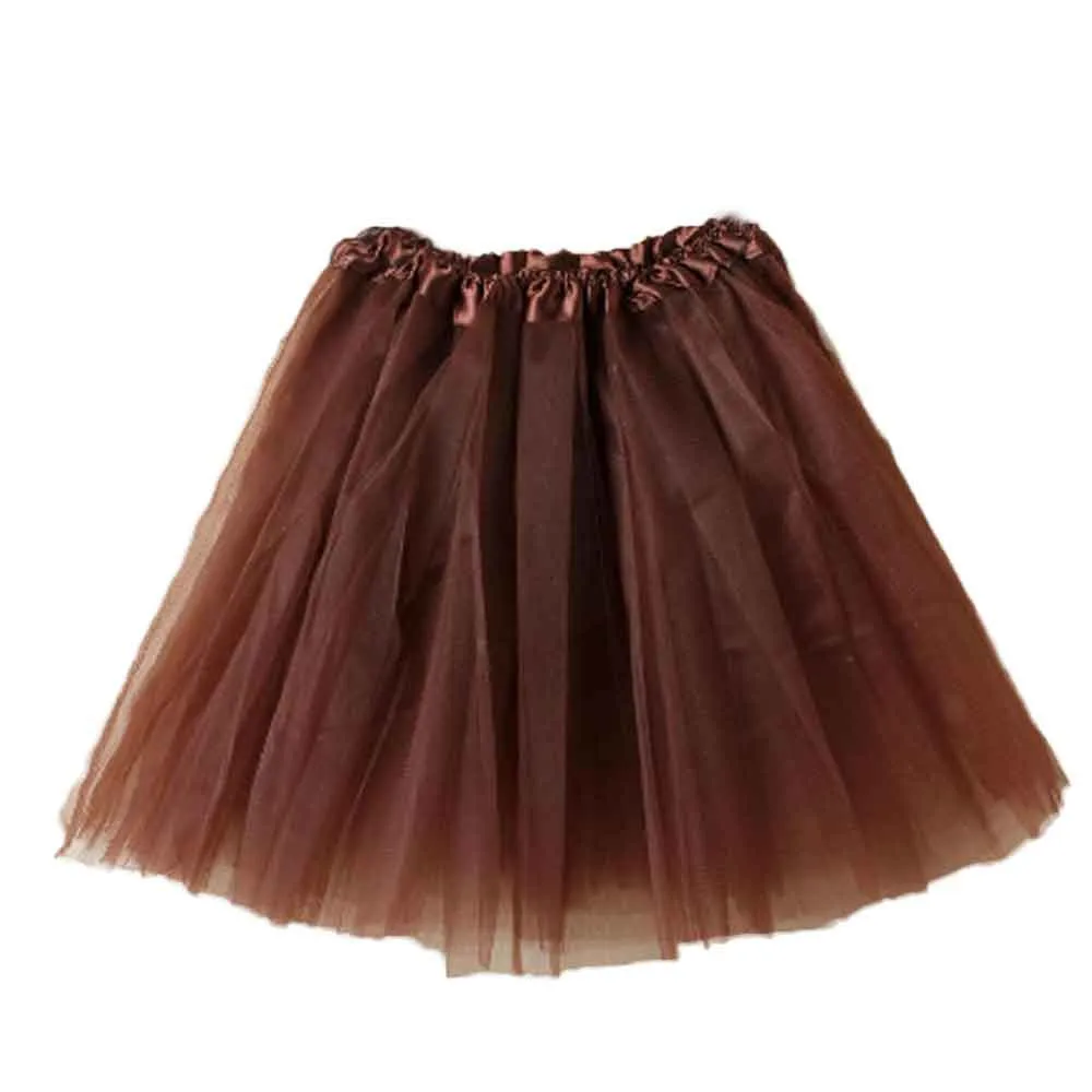 Модные женские юбки, 12 цветов, летняя фатиновая юбка, для девушек и взрослых, юбка-пачка для танцев, мини юбка, эластичная юбка, jupe femme falda - Цвет: Coffee