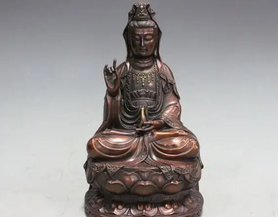 

Tibetan Buddhism bronze Copper Kwan-yin Bodhisattva Deity Buddha Statue