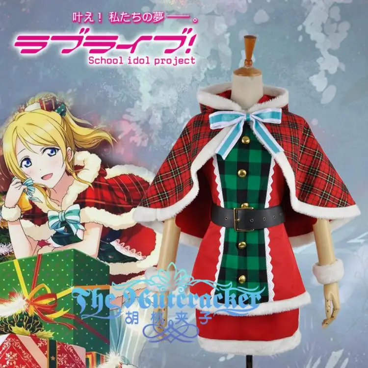 Аниме! Рождественский карнавальный костюм LoveLive Ayase Eli форма для пробуждения