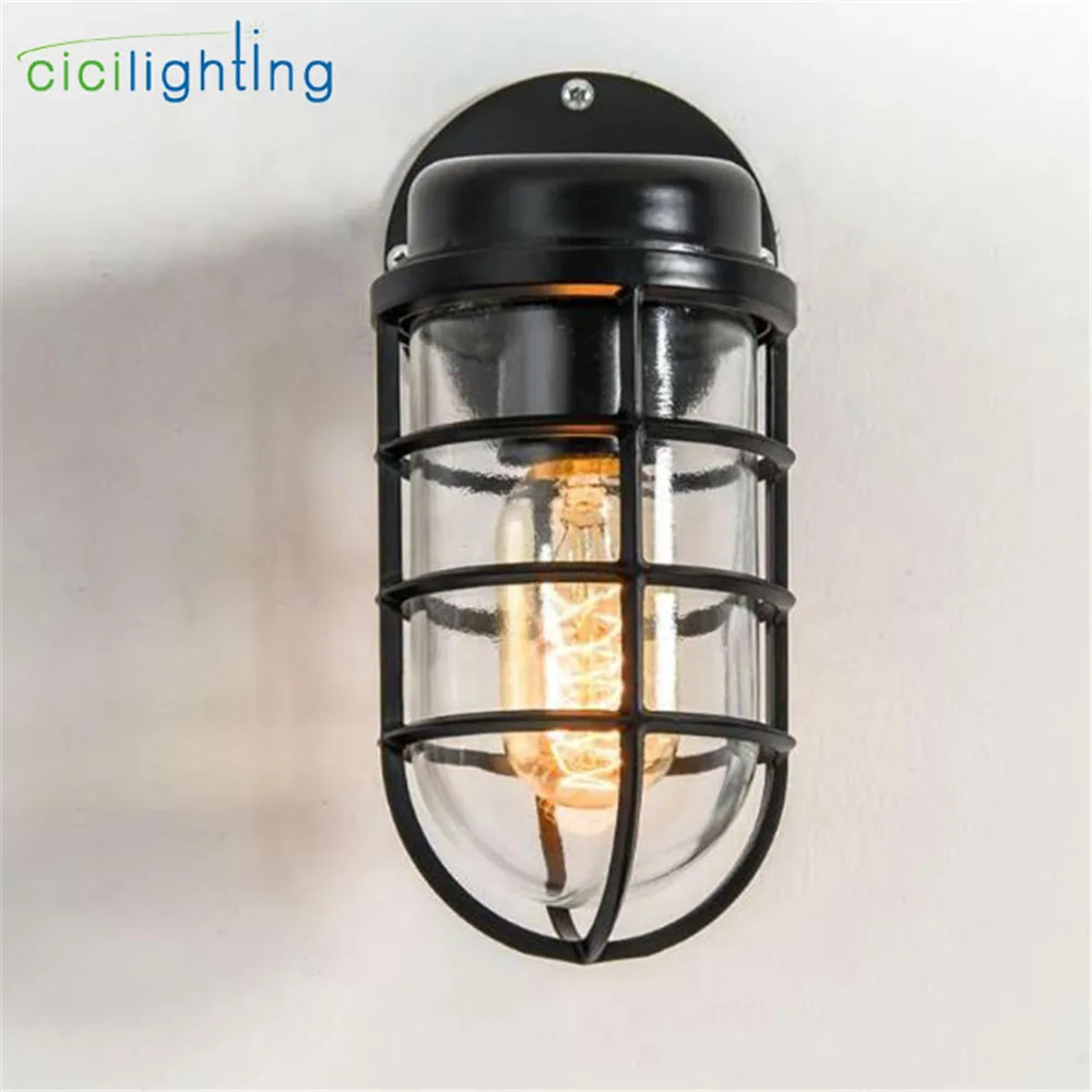 vintage retro wall lamps iron black wall sconces rainproof indoor outdoor wall lights porch bar garden living room aisle lamps