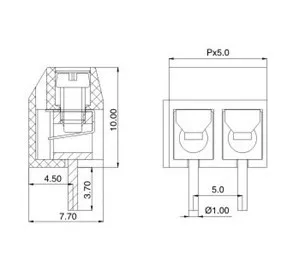 100 шт./лот KF301-5.0-2P KF301-3P KF301-4P шаг 5,0 мм прямой контакт Американская классификация проводов 2р 3 P 4 P винт клеммный блок печатных плат разъем сине-зеленый