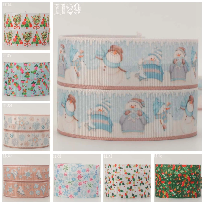 

New 50 yards snowman Christmas ribbon printed grosgrain ribbons free shipping 004