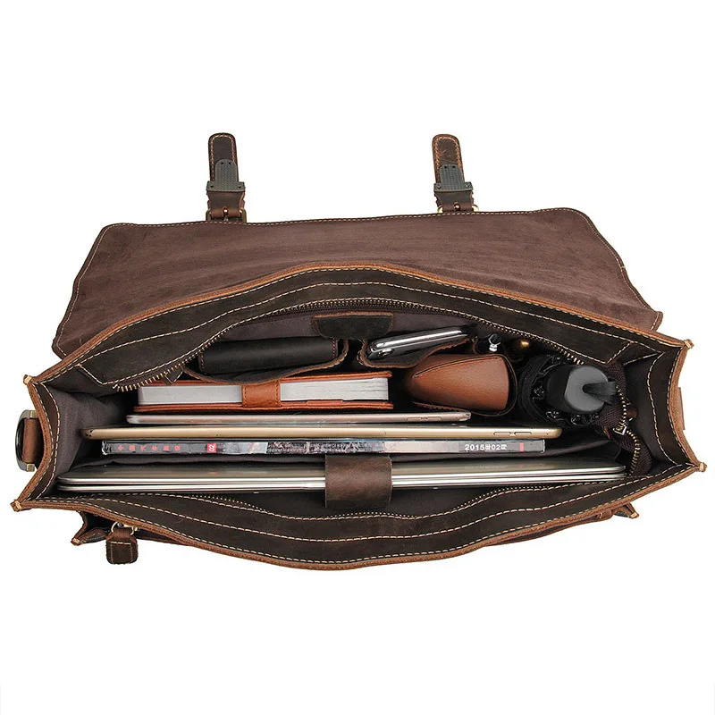 Tasche Aktentasche Business Casual Vintage Männer Laptop Brown Luxus Schulter Handtasche Große Aus Echtem Bolsas Messenger Leder Bags qxIFvI