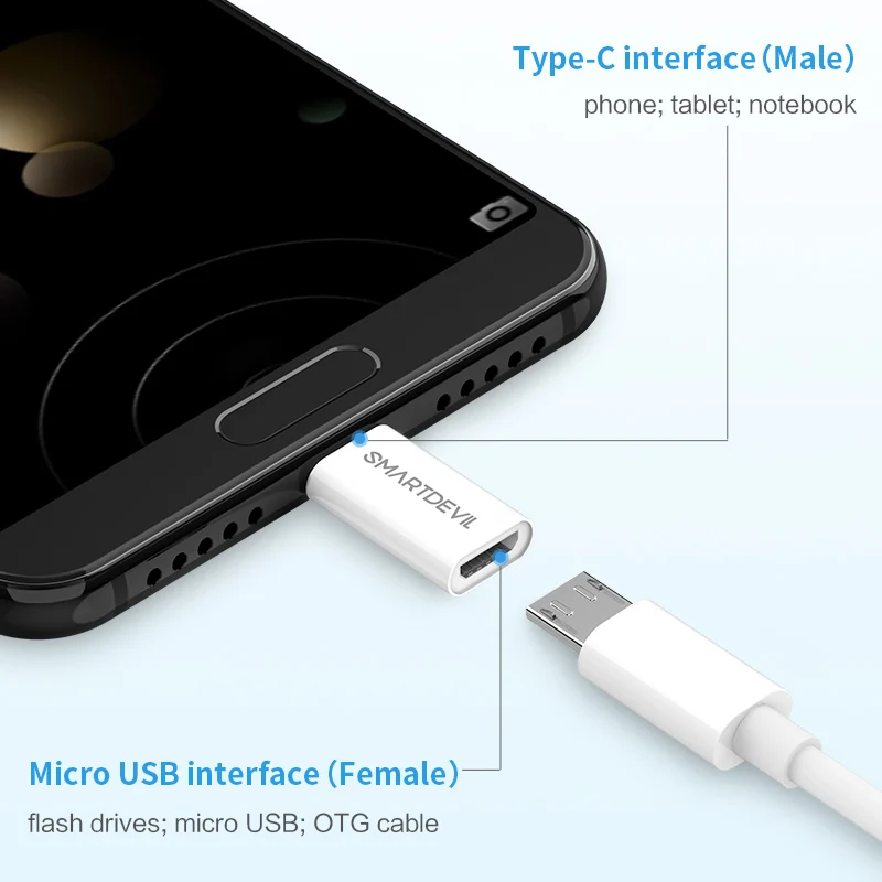 SmartDevil USB адаптер USB C к Micro USB OTG кабель type C конвертер для Macbook samsung Galaxy s8 s9 huawei p20 pro OTG адаптер