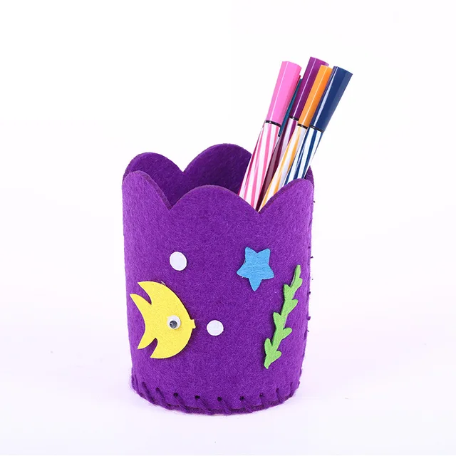 1pc DIY Pen Holder Cute Handmade Craft Polyester Cloth Stationery