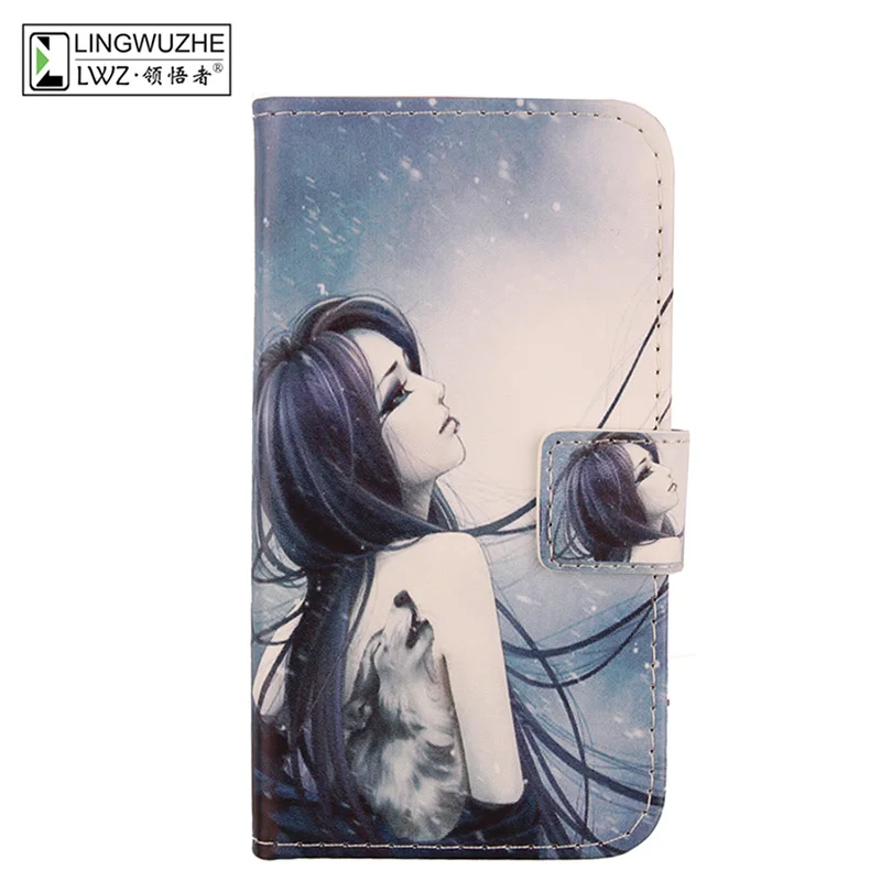 LINGWUZHE держатель для карт дизайн из искусственной кожи флип-протектор чехол для мобильных телефонов Чехол для LG D605 Optimus L9 II - Цвет: Wolf girl