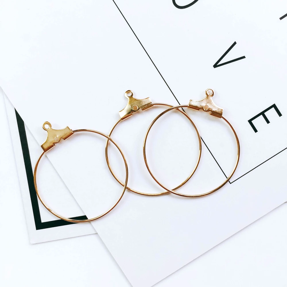

ZEROUP Minimalist Circular Circle Ear Drop Gold Plated Pendant Charms Jewelry Component Diy Handmade Material 10pcs