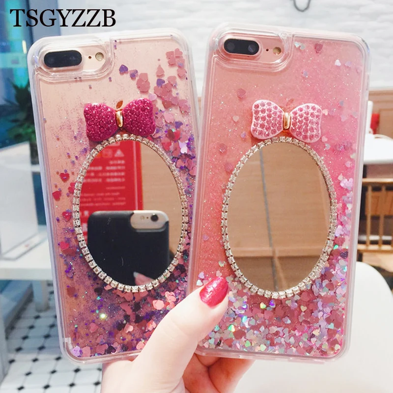 

Mirror Dynamic Quicksand Liquid Case For Huawei P10 Lite P20 P30 Pro Luxury Glitter Clear TPU Girl Cover Y5 Prime Y6 2018 Y7 Y9