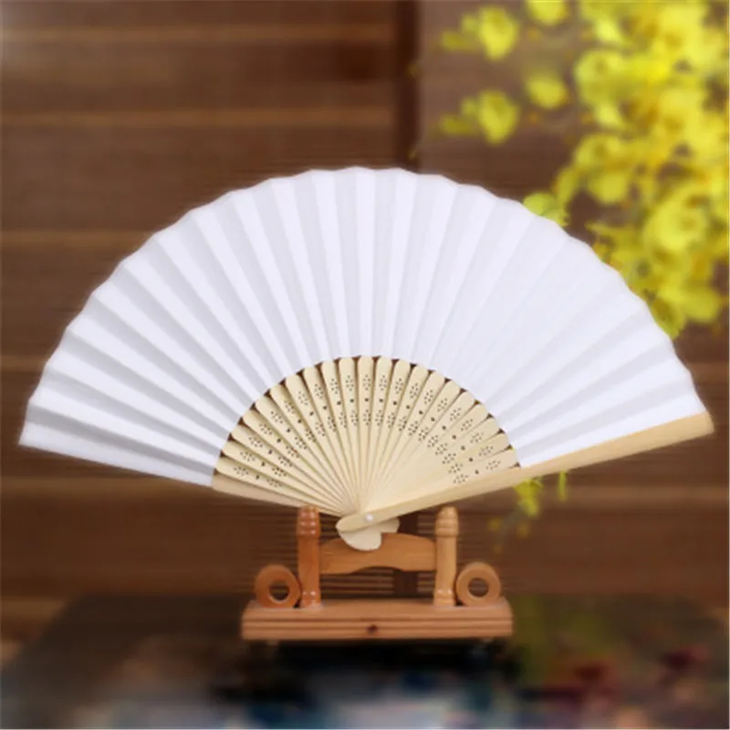 Paper Hand Fan DIY Hand Paper Fans Pocket Folding Bamboo Fan Birthday