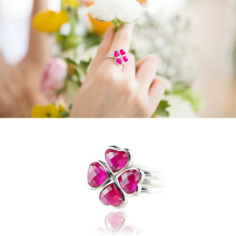 Guaranteed 925 Sterling Silver Rings Set For Women Ruby Jewelry Heart Shape Combined Fine Bagues Pour Femme | Украшения и